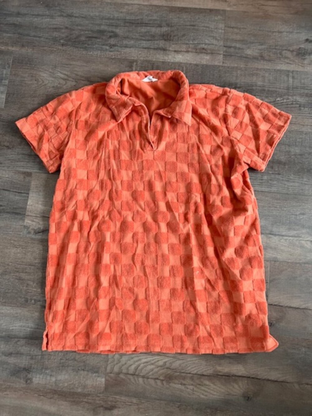 Ascot & Hart Textured Orange Polo Shirt Size medium